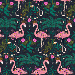 Bethan Janine for Dashwood Studio | Jungle Luxe (Metallic) 'Flamingos' JLUXE2237: by the 1/2m