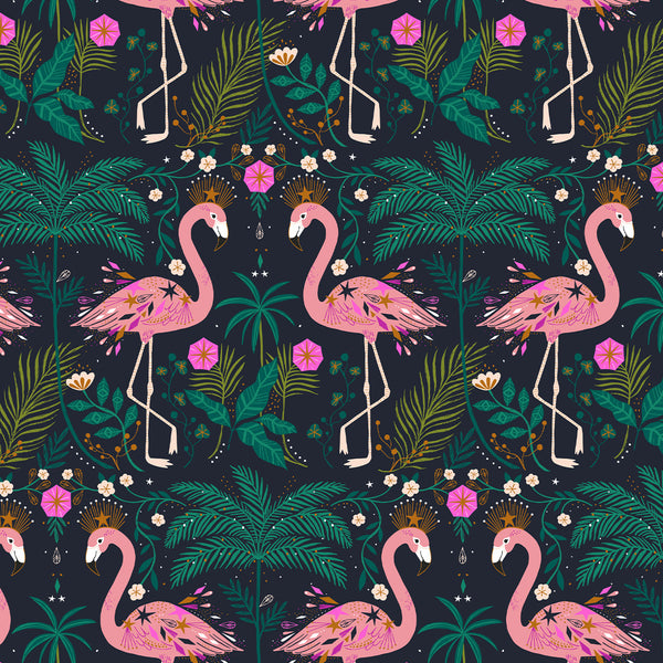 Bethan Janine for Dashwood Studio | Jungle Luxe (Metallic) 'Flamingos' JLUXE2237: by the 1/2m