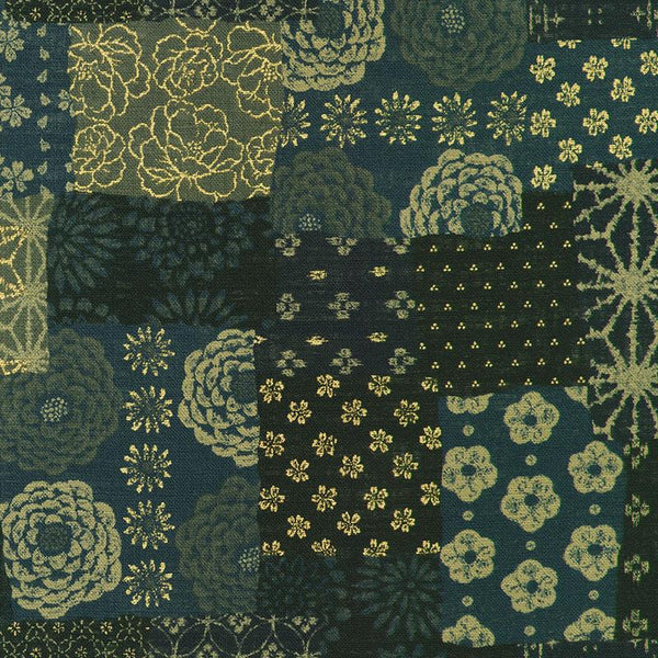 Sevenberry for Robert Kaufman | Nara Homespun 'Sashiko Patchwork' 88501D1-1 DARK INDIGO: by the 1/2m