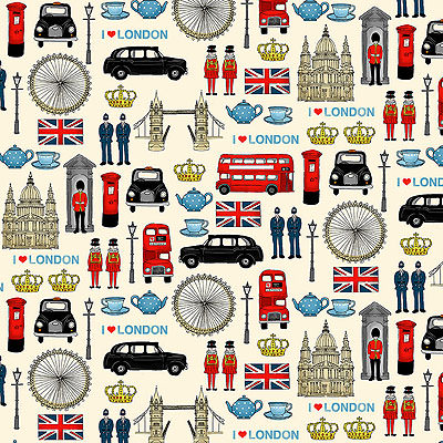 Makower | London Revival 'London Icons' Cream 981/1: by the 1/2m