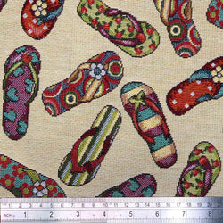 BOLT END PIECE: Chatham Glyn | Luxury Weight Cotton Rich Tapestry Fabric 'Flip Flop' NWT078: Approx 95cm
