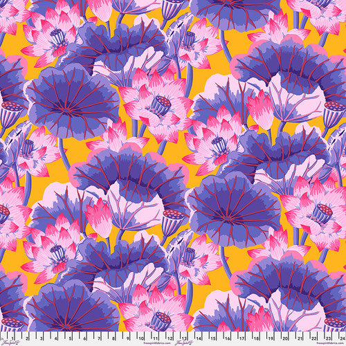 Kaffe Fassett Collective | August 2023 'Lake Blossoms' Purple GP093: by the 1/2m