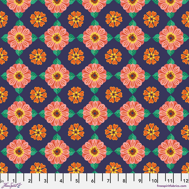 Jane Sassaman | Flower Dance 'Small Zinnia' PWJS173 MULTI: by the 1/2m