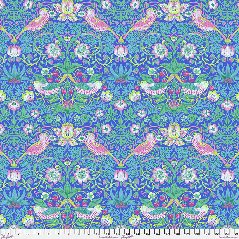 Half Metre Heaven: Kaffe Fassett x Morris & Co 'Strawberry Thief' PWKW013 Blue with Fuchsia