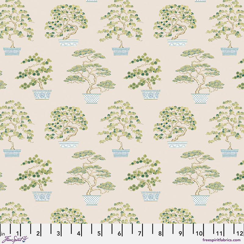 BOLT END SALE: Sanderson | Water Garden Collection 'Penjing' Ivory PWSA046: Approx 2.85m