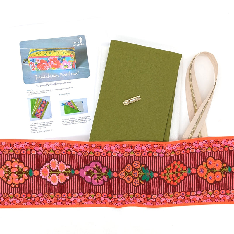 Odile Bailloeul's Velvet Border Pencil Case Kit: Kaffe Fassett 'Sprays'