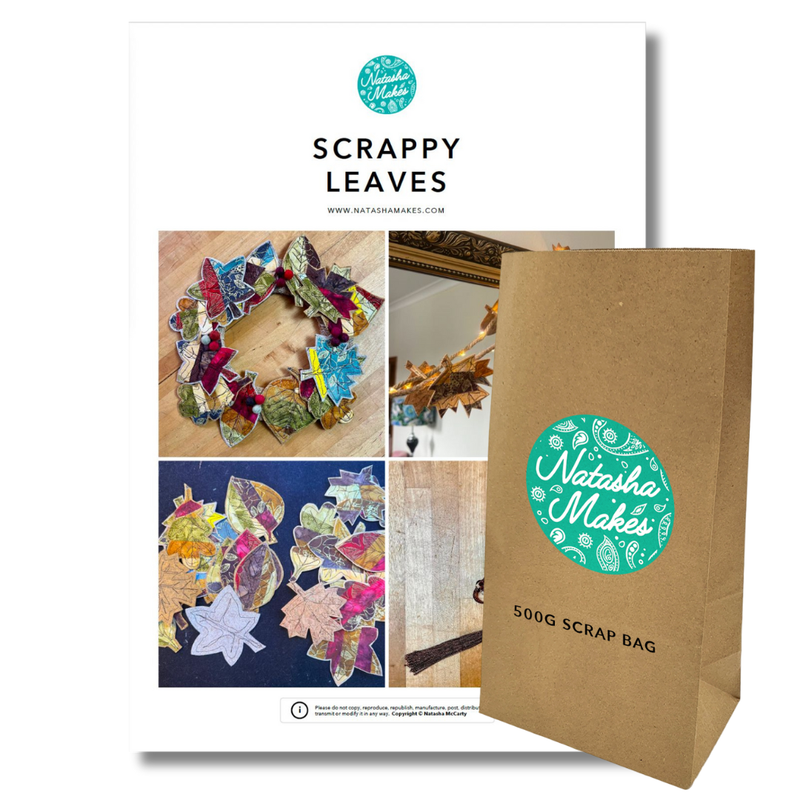 Natasha Makes 500g Scrap Bag + FREE INSTRUCTIONS: Scrappy Leaves