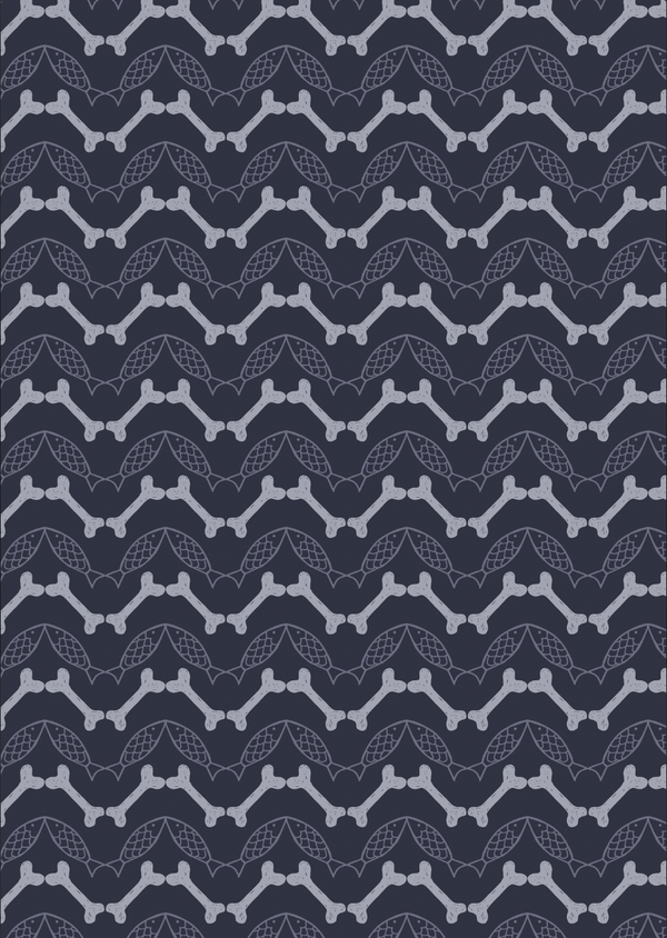 BOLT END SALE: Lewis & Irene | Paws & Claws 'Herring Bone' on Dark Blue A712.3: Approx 3m