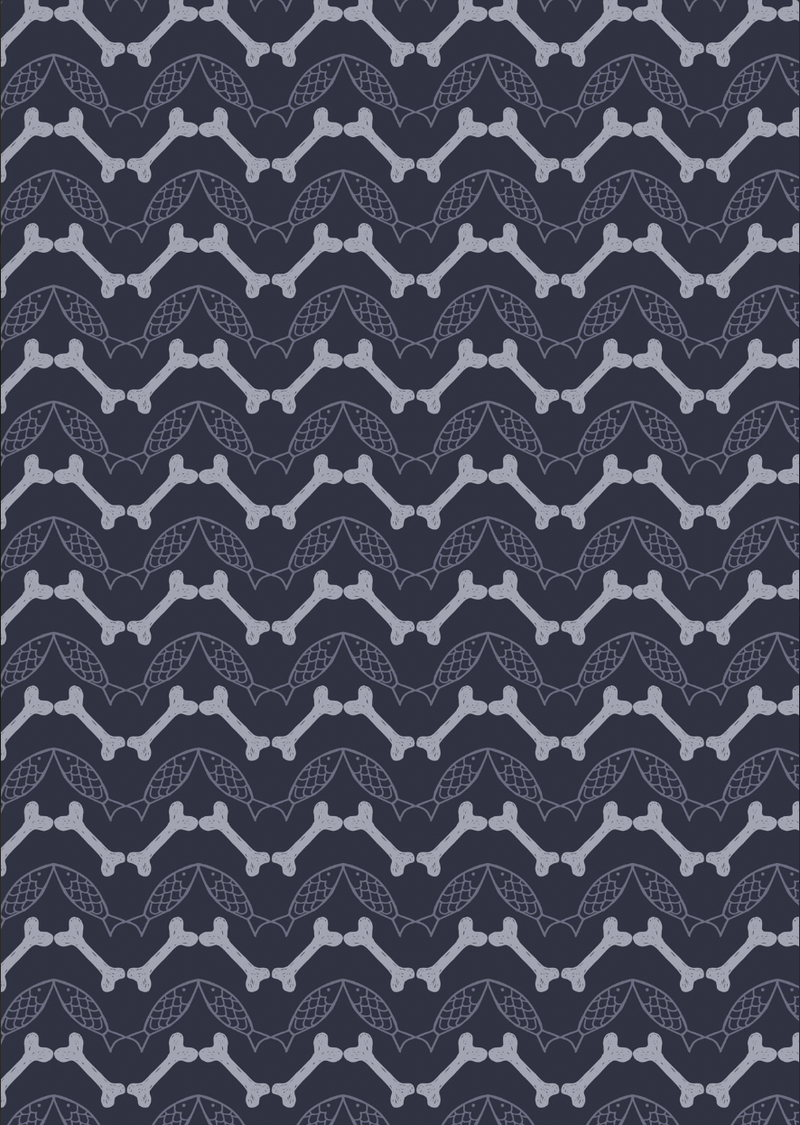 BOLT END SALE: Lewis & Irene | Paws & Claws 'Herring Bone' on Dark Blue A712.3: Approx 3m