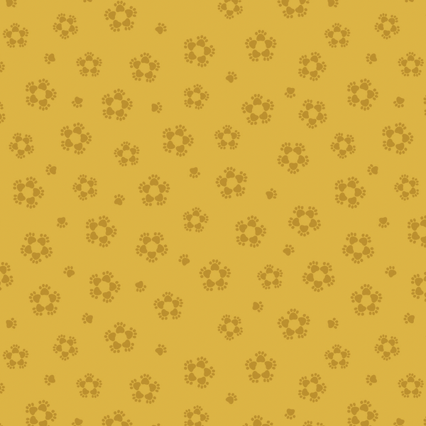 Lewis & Irene | Paws & Claws 'Paw Flowers' on Yellow A710.1: by the 1/2m