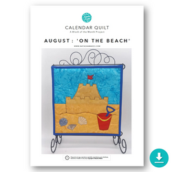 INSTRUCTIONS with Template: Calendar Quilt | BLOCK 8 August 'On The Beach': DIGITAL DOWNLOAD