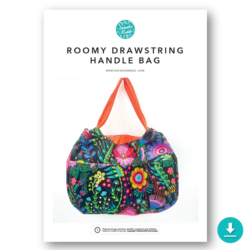 INSTRUCTIONS: Roomy Drawstring Handle Bag: DIGITAL DOWNLOAD