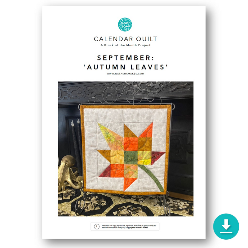 September Patterns INSTRUCTIONS with Template: Calendar Quilt | BLOCK 9 September 'Autumn ...