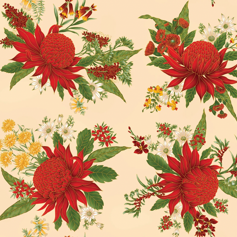Leesa Chandler | Under The Australian Sun 'Large Waratahs' Red Ivory 0024 1: by the 60cm increment