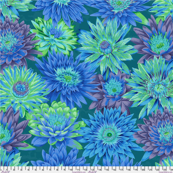 Kaffe Fassett Collective | August 2023 'Tropical Water Lilies' Blue PWPJ119: by the 1/2m