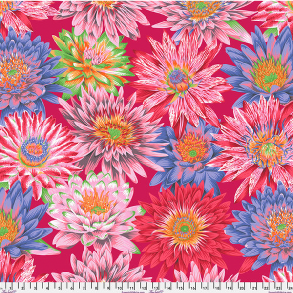 Kaffe Fassett Collective | August 2023 'Tropical Water Lilies' Red PWPJ119: by the 1/2m