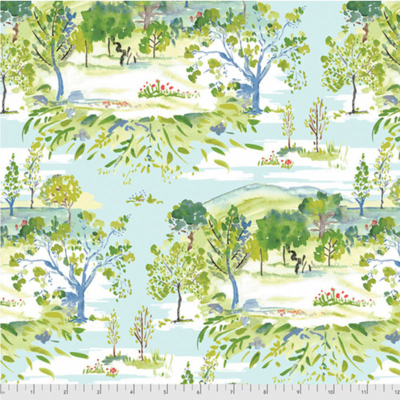 BOLT END SALE: Dena Designs | Ladybird 'Landscape' Aqua PWDF312: Approx 1.5 metres