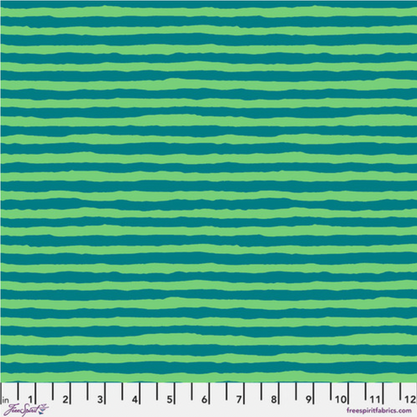 Kaffe Fassett Collective | February 2024 'Comb Stripe' Teal PWBM084: by the 1/2m