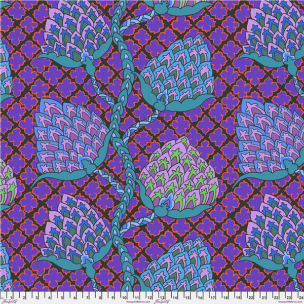 Kaffe Fassett Collective | February 2024 'Paisley Flower' Blue PWGP200: by the 1/2m