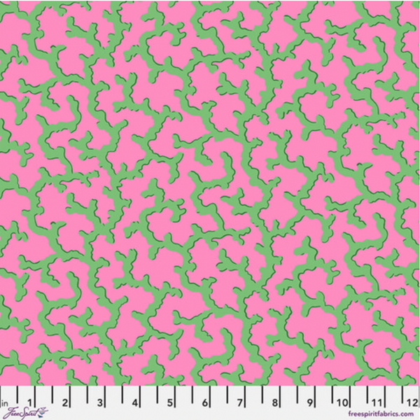 Kaffe Fassett Collective | February 2024 'Coral' Green PWPJ004: by the 1/2m