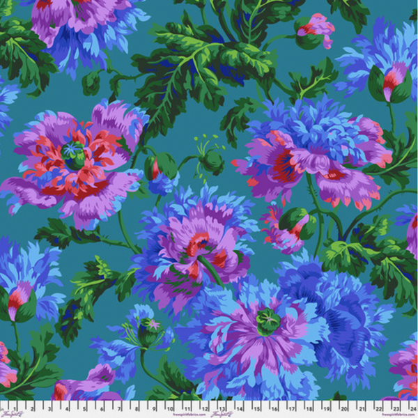 Kaffe Fassett Collective | February 2024 'Garden Party' Blue PWPJ020: by the 1/2m