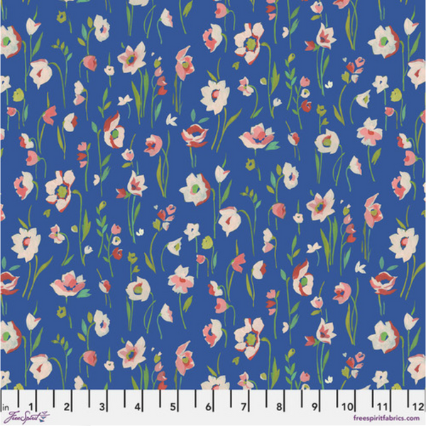 BOLT END SALE: Sarah Campbell | Parterre 'Woodland Blooms' Blue PWSH029: Approx 2.8m