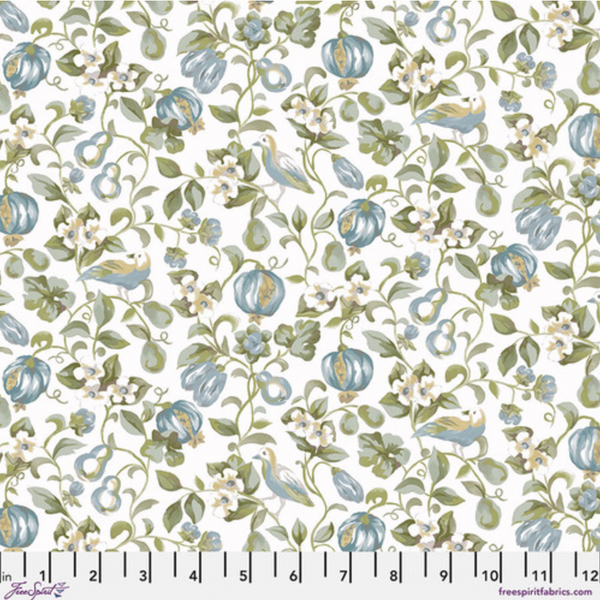Sanderson | Southwold Blue Collection 'Pear and Pomegranate' White PWSA055: by the 1/2m