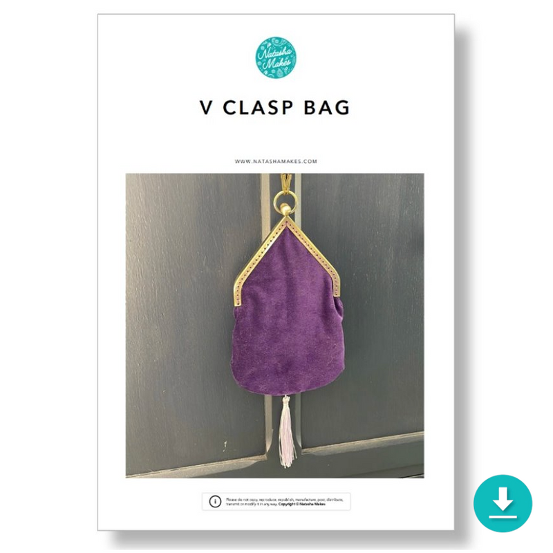 INSTRUCTIONS WITH TEMPLATE: V Clasp Bag: DIGITAL DOWNLOAD