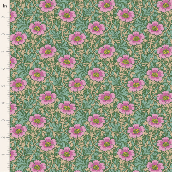 Tilda | Hibernation Collection: 100537 'Winterrose' in Sage by the 1/2m