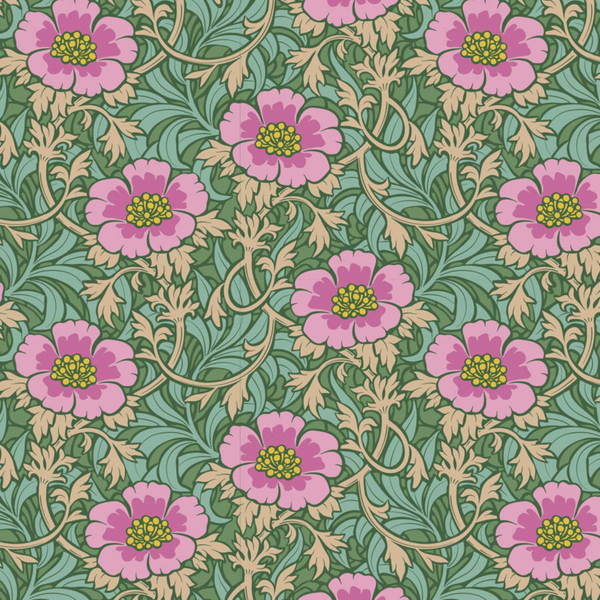 Tilda | Hibernation Collection: 100537 'Winterrose' in Sage by the 1/2m