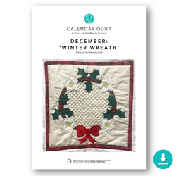 INSTRUCTIONS with Template: Calendar Quilt | BLOCK 12 December 'Winter Wreath': DIGITAL DOWNLOAD