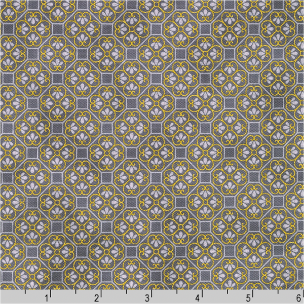 Robert Kaufman Fabrics | Imperial Collection Honoka: 'Tile Print' Charcoal SRKM-21937-184: by the 1/2m