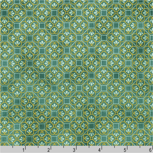 Robert Kaufman Fabrics | Imperial Collection Honoka: 'Tile Print' Balsam SRKM-21937-476: by the 1/2m