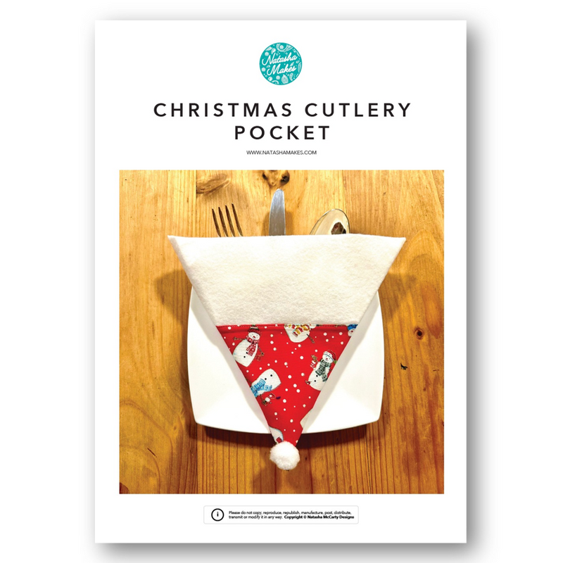 INSTRUCTIONS: Christmas Cutlery Pocket (Santa's Hat): PRINTED VERSION