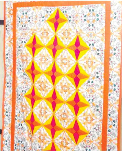 SAMPLE SALE: Item 101: Star Tile Quilt (Pat Bravo 'Carnaby Street' + batiks) - Approx 28" x 38"