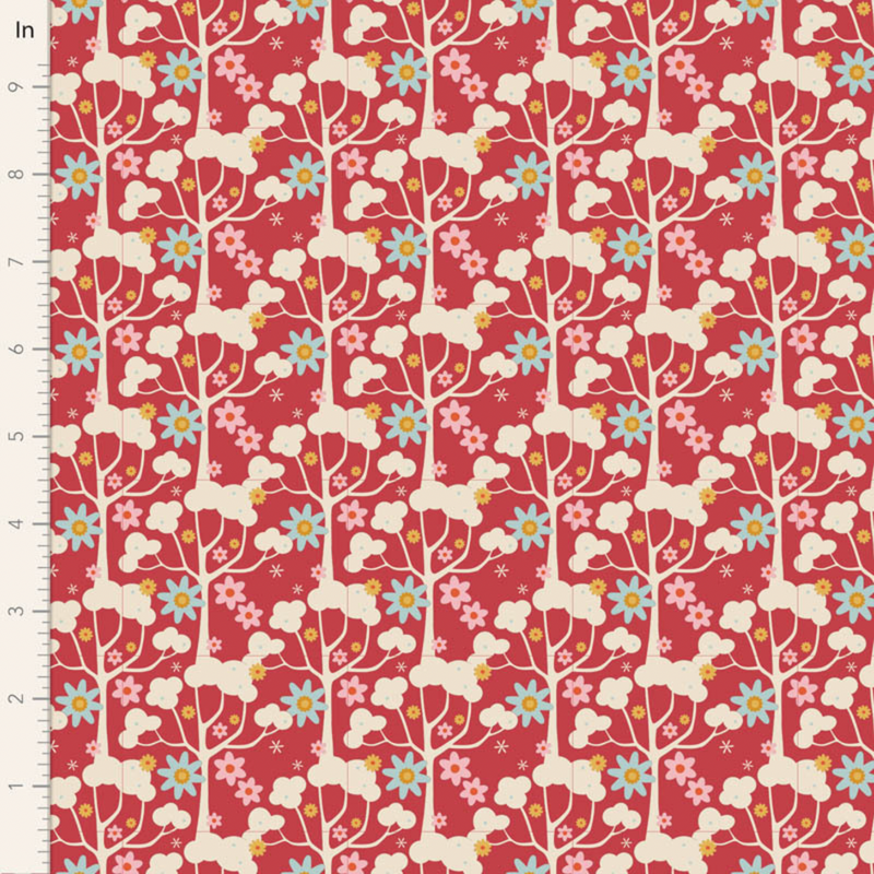 BOLT END SALE: Tilda | Jubilee Collection: 100542 'Wildgarden' in Red: Approx 3.8m