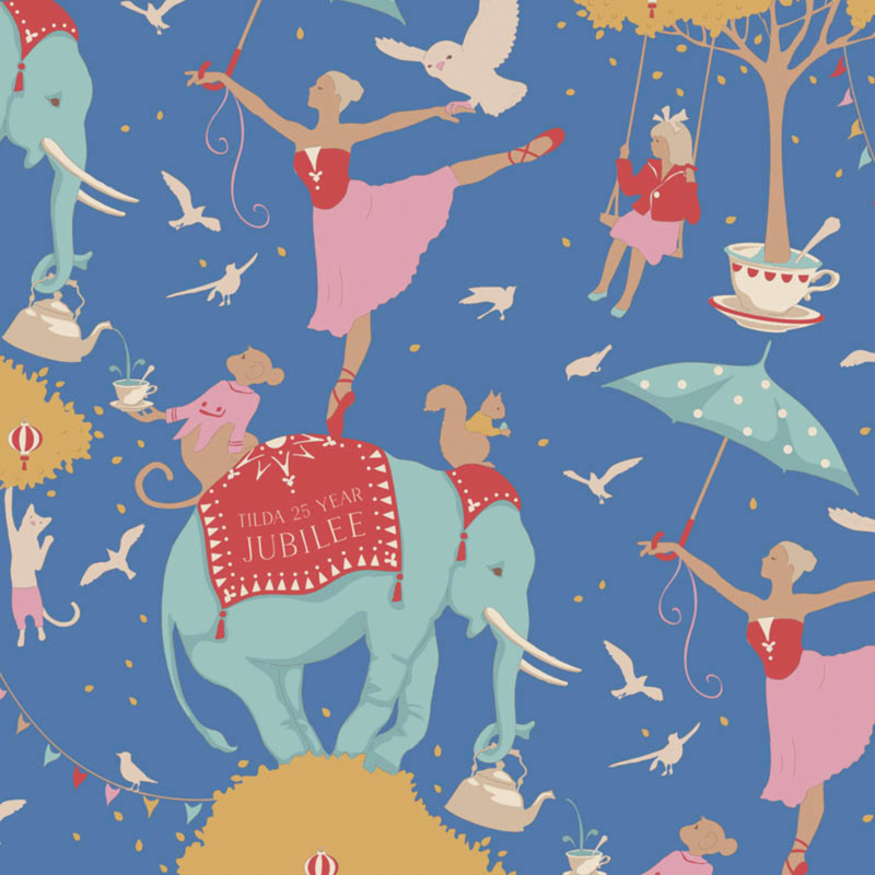 Tilda | Jubilee Collection: 100553 'Circus Life' in Jubilee Blue: by the 1/2m
