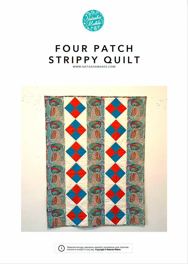 INSTRUCTIONS: Four Patch Strippy Quilt: Digital Download