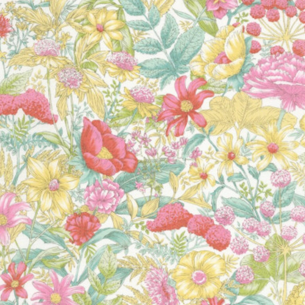 Sevenberry for Robert Kaufman | Vintage Study 'Floral Foliage' 4216D1-8 Rose: by the 1/2m