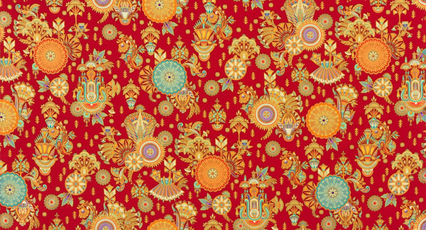 Robert Kaufman Fabrics | Ancient Beauty 'Floral' SRKM-22111-91 CRIMSON: by the 1/2m
