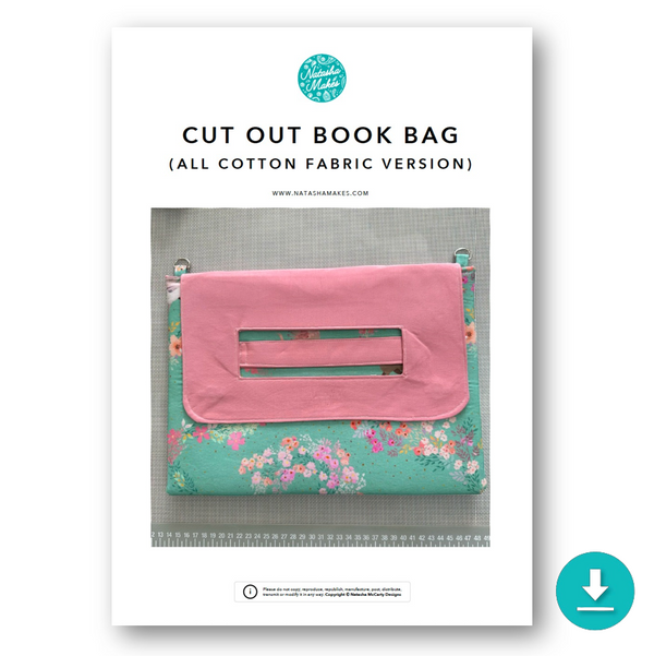 INSTRUCTIONS: Cut Out Book Bag (All Cotton Fabric Version): DIGITAL DOWNLOAD