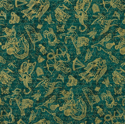 BOLT END SALE: Robert Kaufman Fabrics | Star Maps 'Star Signs' EMERALD SRKM-21465-40: Approx 2.9m