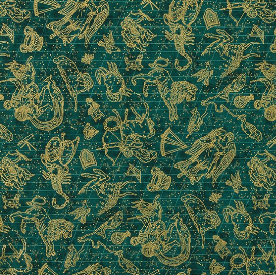 BOLT END SALE: Robert Kaufman Fabrics | Star Maps 'Star Signs' EMERALD SRKM-21465-40: Approx 2.9m
