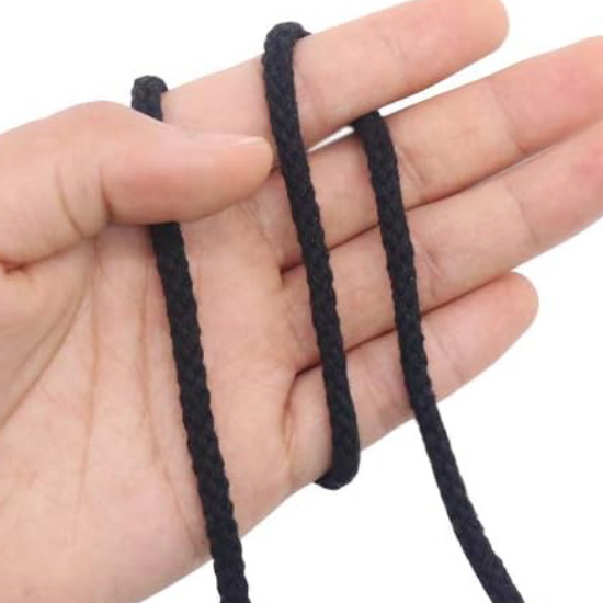 CORD: 5mm COTTON/POLYESTER BLEND TWINE in Black: by the ½m