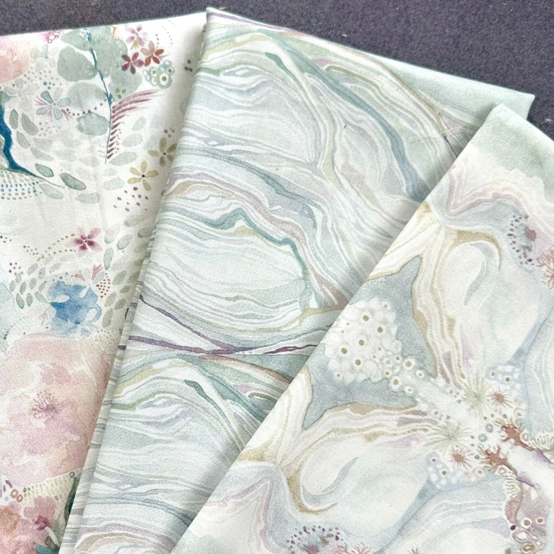 FAT QUARTER TRIO: Shell Rummel | Brushstrokes ‘Among Flowers’ Multi ...