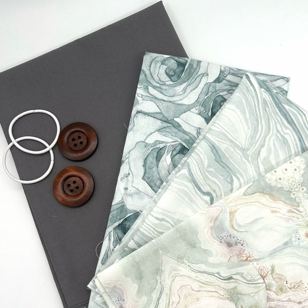FABRIC KIT: Reversible Cathedral Window Style Cushion: Kit 8 (Grey/Shell Rummel v2)