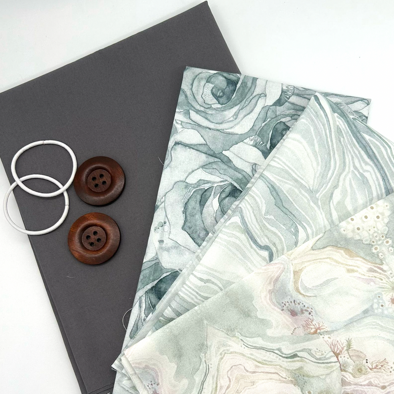 FABRIC KIT: Reversible Cathedral Window Style Cushion: Kit 8 (Grey/Shell Rummel v2)