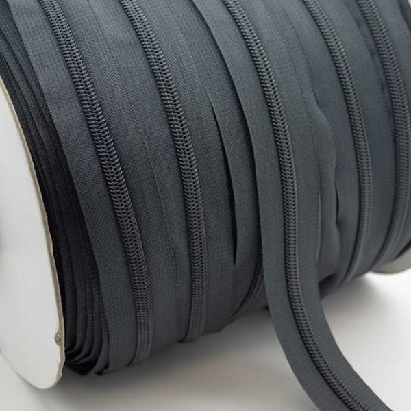 Zipper Tape BY THE METRE: Size 5: DARK GREY