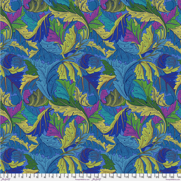 Kaffe Fassett x Morris & Co 'Acanthus' PWKW006 Cobalt: by the 1/2m