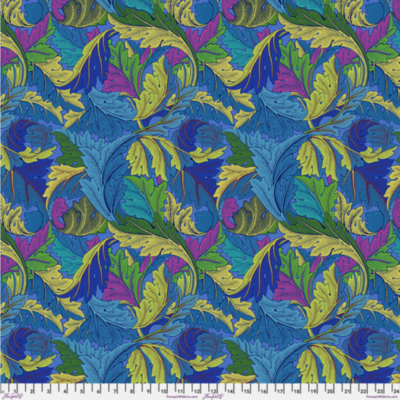 Kaffe Fassett x Morris & Co 'Acanthus' PWKW006 Cobalt: by the 1/2m